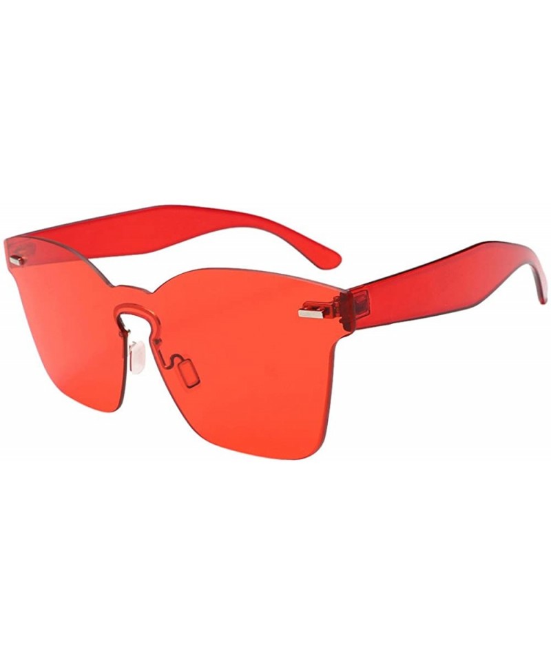 Rimless Fashion Polarized Sunglasses For Women - REYO Unisex Chic Shades Acetate Frame UV Glasses Sunglasses - Red - C218NUIG...