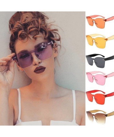 Rimless Fashion Polarized Sunglasses For Women - REYO Unisex Chic Shades Acetate Frame UV Glasses Sunglasses - Red - C218NUIG...