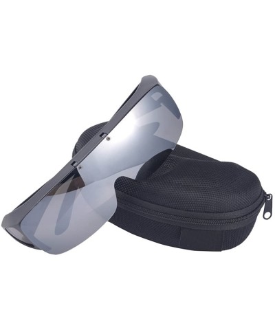 Wrap Mens Polarized Flip Up Fitover Sunglasses with Mirrored Lenses - Black - CL185QMU2SU $33.81