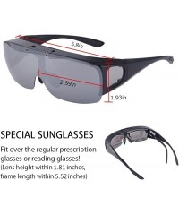 Wrap Mens Polarized Flip Up Fitover Sunglasses with Mirrored Lenses - Black - CL185QMU2SU $21.52