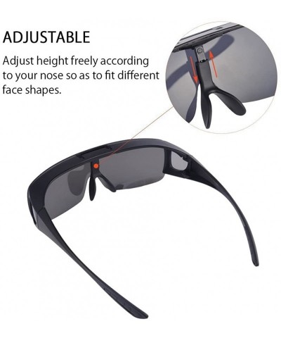 Wrap Mens Polarized Flip Up Fitover Sunglasses with Mirrored Lenses - Black - CL185QMU2SU $21.52