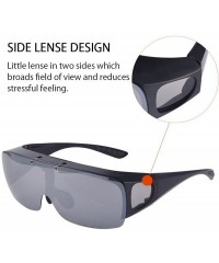 Wrap Mens Polarized Flip Up Fitover Sunglasses with Mirrored Lenses - Black - CL185QMU2SU $21.52