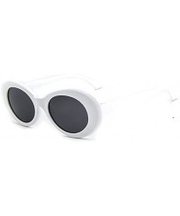 Oval Glasses Oval Sunglasses Ladies Trendy Vintage Retro Sunglasses Women's White Black Eyewear UV-Khaki - Khaki - CT198AAHGW...