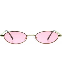 Oval Skinny Oval Metal Frame Sunglasses Womens Trendy Fashion Color Lens UV 400 - Gold (Pink) - CN18QIC0W3Q $8.13