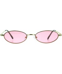 Oval Skinny Oval Metal Frame Sunglasses Womens Trendy Fashion Color Lens UV 400 - Gold (Pink) - CN18QIC0W3Q $8.13