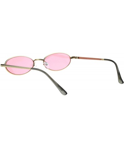 Oval Skinny Oval Metal Frame Sunglasses Womens Trendy Fashion Color Lens UV 400 - Gold (Pink) - CN18QIC0W3Q $8.13
