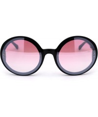 Round Womens Designer 70s Round Circle Mod Plastic Sunglasses - Black Pink Mirror - CK18XL7U5M7 $10.97