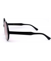 Round Womens Designer 70s Round Circle Mod Plastic Sunglasses - Black Pink Mirror - CK18XL7U5M7 $10.97