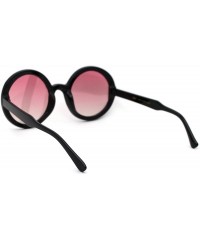 Round Womens Designer 70s Round Circle Mod Plastic Sunglasses - Black Pink Mirror - CK18XL7U5M7 $10.97