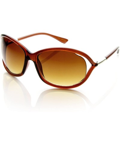 Oversized Womens Fashion Oversized Cut Out Temple Sunglasses - Brown - CD110A7JO8D $20.02