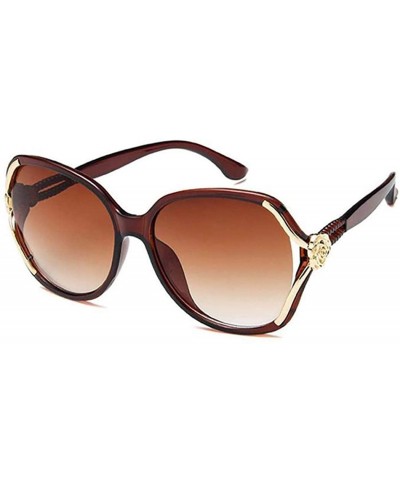 Oversized Women Fashion Personality Travel Oversized Frame Sunglasses Sunglasses - Light Brown - CM18T0QWIAH $20.74