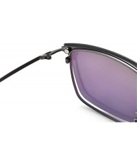 Square One-piece Clip On Sunglasses Frame Metal Full Frame Retro Polarized Sets Of Mirror Glasses - Grey - CN18XG89WXL $15.37