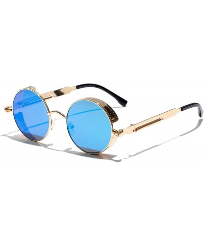 Round Jacob Steampunk Sunglasses - Gold Blue - C919274CA35 $79.35