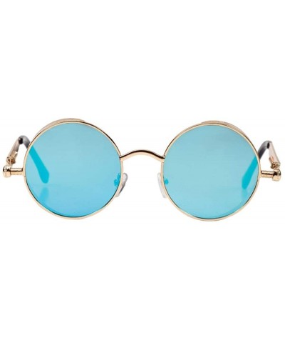 Round Jacob Steampunk Sunglasses - Gold Blue - C919274CA35 $26.75