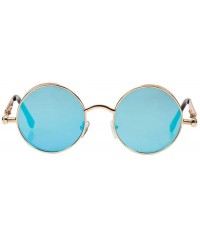 Round Jacob Steampunk Sunglasses - Gold Blue - C919274CA35 $68.65