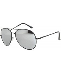 Aviator Full Mirror Lens Colored Metal Frame with Spring Hinge - Black Frame Silver Lens - CF11MZ9TEI5 $11.32