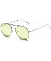 Oversized Colorful Tinted Lens Metal Frame Aviator Sunglasses Light Color Lens Glasses - C7 Sliver Frame/Tinted Green Lens - ...