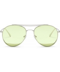 Oversized Colorful Tinted Lens Metal Frame Aviator Sunglasses Light Color Lens Glasses - C7 Sliver Frame/Tinted Green Lens - ...