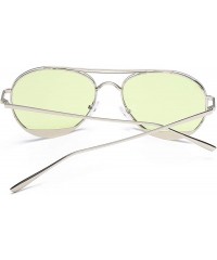 Oversized Colorful Tinted Lens Metal Frame Aviator Sunglasses Light Color Lens Glasses - C7 Sliver Frame/Tinted Green Lens - ...