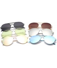 Oversized Colorful Tinted Lens Metal Frame Aviator Sunglasses Light Color Lens Glasses - C7 Sliver Frame/Tinted Green Lens - ...