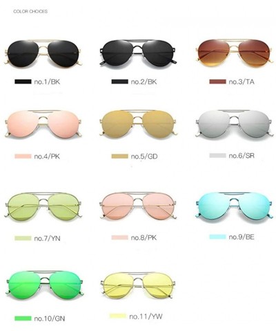 Oversized Colorful Tinted Lens Metal Frame Aviator Sunglasses Light Color Lens Glasses - C7 Sliver Frame/Tinted Green Lens - ...