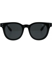 Oval Mens Minimal Mod Designer Fashion Horned Plastic Sunglasses - All Black - CN18G8Q07GS $12.19