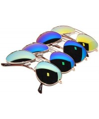 Aviator Aviator Sunglasses Vintage Gold Metal Frame Assorted Mirror Lenses (4 PACK) - CZ11M7I47UT $12.44