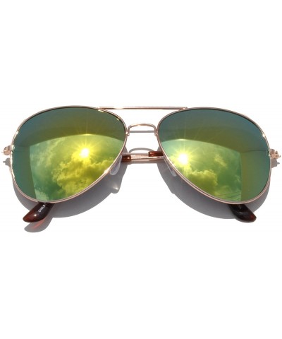 Aviator Aviator Sunglasses Vintage Gold Metal Frame Assorted Mirror Lenses (4 PACK) - CZ11M7I47UT $12.44