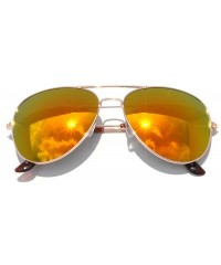 Aviator Aviator Sunglasses Vintage Gold Metal Frame Assorted Mirror Lenses (4 PACK) - CZ11M7I47UT $12.44