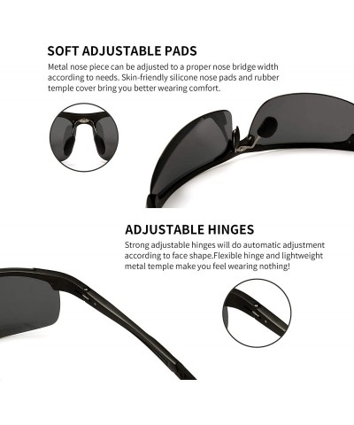 Round Men's Polarized Sunglasses for Driving Fishing Golf Metal Frame UV400 - Black Frame Gray Lens - CG12FNJVX5F $38.41