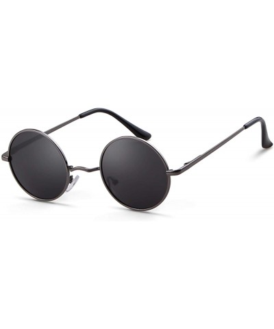 Round Round Retro Sunglasses Men Women Vintage Small Circle Sun Glasses - A-gun Frame/Grey Polarized Lens - CG18Y3XK2XX $19.23