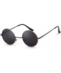 Round Round Retro Sunglasses Men Women Vintage Small Circle Sun Glasses - A-gun Frame/Grey Polarized Lens - CG18Y3XK2XX $10.80