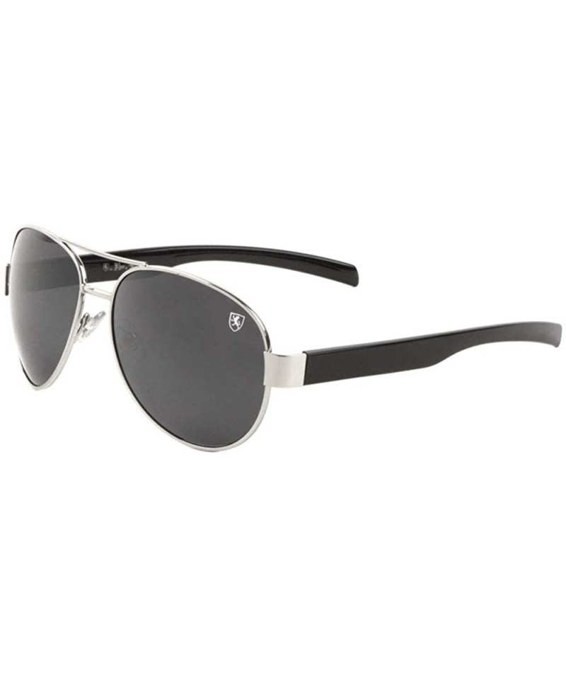 Aviator Straight Temple Classic Aviator Sunglasses - Black Silver - CK199H3XIYU $23.29