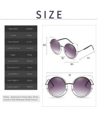 Round Luxury Rhinestone Sunglass Fashion Cateye Sun Glasses Women Vintage Round Lens Sunglasses UV400 - TEA - CQ18XDX6TZE $16.27