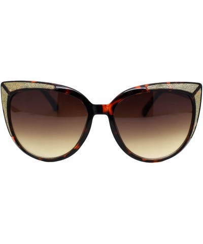 Butterfly Chic Trendy Fashion Sunglasses Womens Butterfly Glitter Frame UV 400 - Tortoise Gold (Brown) - CQ18Z8SG9CX $11.26