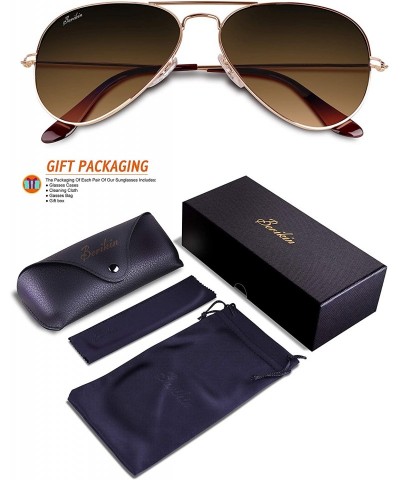 Aviator Classic Aviator Style Sunglasses For Men Women 100% UV400 Protection Glass Lenses Metal Frame - C818I05Y80U $22.66