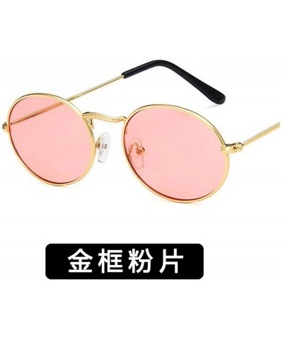 Oval Fashion Classical Metal Oval Eye Women Retro Yellow Luxury Mirror Round Sunglasses Vintage Lens Sun Glasses - CU198ZO5HS...