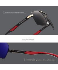 Square Aluminum Men Sunglasses Polarized Lens Brand Design Temples Sun Glasses Coating Mirror - Gold Gray - C6198ZX2SI9 $46.39