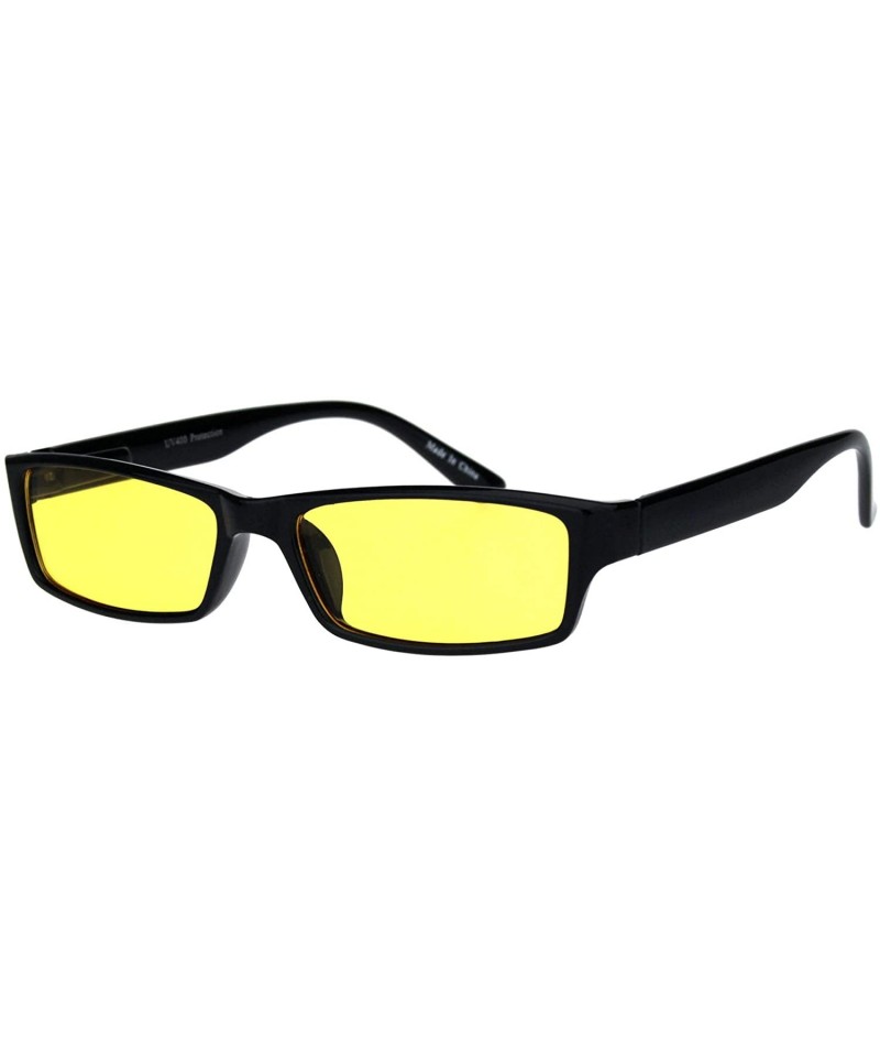 Rectangular Black Rectangular Frame Sunglasses Color Lens Small Size Spring Hinge UV 400 - Black - CM18S865AU0 $9.47