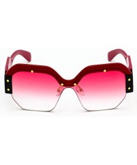 Oversized Large Oversized Ladies Women Sunglasses Trendy Candy Color Designer Half Frame Retro fashion - Red-pink - CZ18E3N2T...