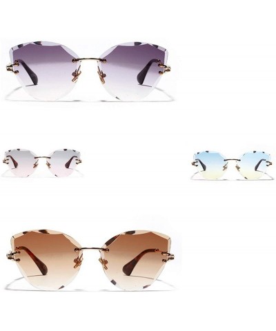 Oval Retro Personalized Metal Frame Progressive Colored Lens Cat Eye BorderlColorful Crystal Texture Sunglasses - CB198AIU55Y...
