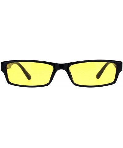 Rectangular Black Rectangular Frame Sunglasses Color Lens Small Size Spring Hinge UV 400 - Black - CM18S865AU0 $9.47