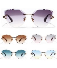 Oval Retro Personalized Metal Frame Progressive Colored Lens Cat Eye BorderlColorful Crystal Texture Sunglasses - CB198AIU55Y...