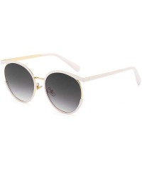 Round Ultra light Fashion Lady Unique Designer Sunglasses Round Frame Men Cat Glasses UV400 - White Grey - CV18SM2DUKA $9.74
