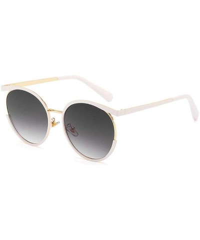 Round Ultra light Fashion Lady Unique Designer Sunglasses Round Frame Men Cat Glasses UV400 - White Grey - CV18SM2DUKA $9.74