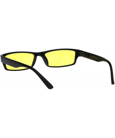 Rectangular Black Rectangular Frame Sunglasses Color Lens Small Size Spring Hinge UV 400 - Black - CM18S865AU0 $9.47