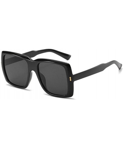 Goggle Oversized Square Sunglasses for Women Metal Hinge Rectangle Sun Glasses Goggles - Black Black - CA19088UAZM $16.36