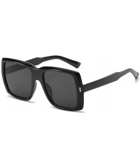 Goggle Oversized Square Sunglasses for Women Metal Hinge Rectangle Sun Glasses Goggles - Black Black - CA19088UAZM $8.71