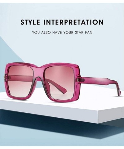Goggle Oversized Square Sunglasses for Women Metal Hinge Rectangle Sun Glasses Goggles - Black Black - CA19088UAZM $8.71