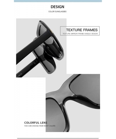 Goggle Oversized Square Sunglasses for Women Metal Hinge Rectangle Sun Glasses Goggles - Black Black - CA19088UAZM $8.71